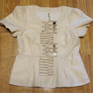 ANTHRO Floreat ivory polka dot peplum jacket size 6